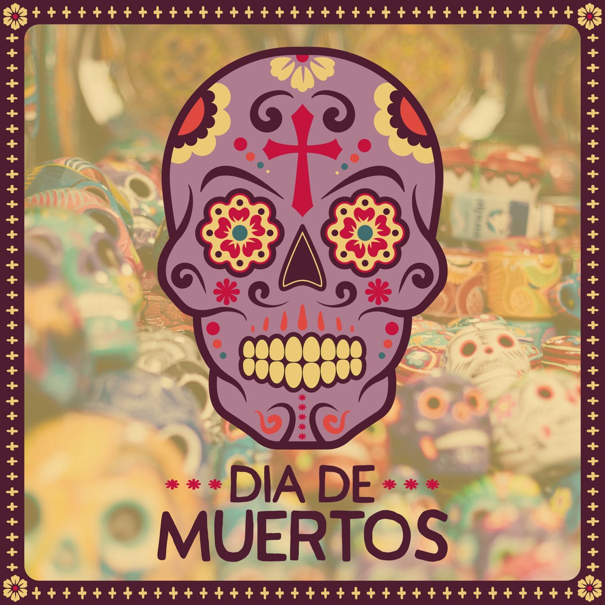 Dia De Muertos - Mexican Skull Design with Background 