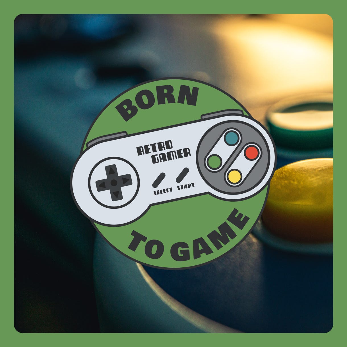 Retro Gamer - Born to Game Logo Design with Background
