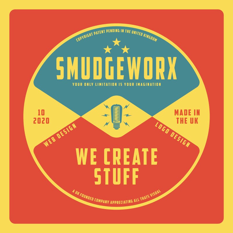 SmudgeWorx Retro Badge - Red Version Logo Design