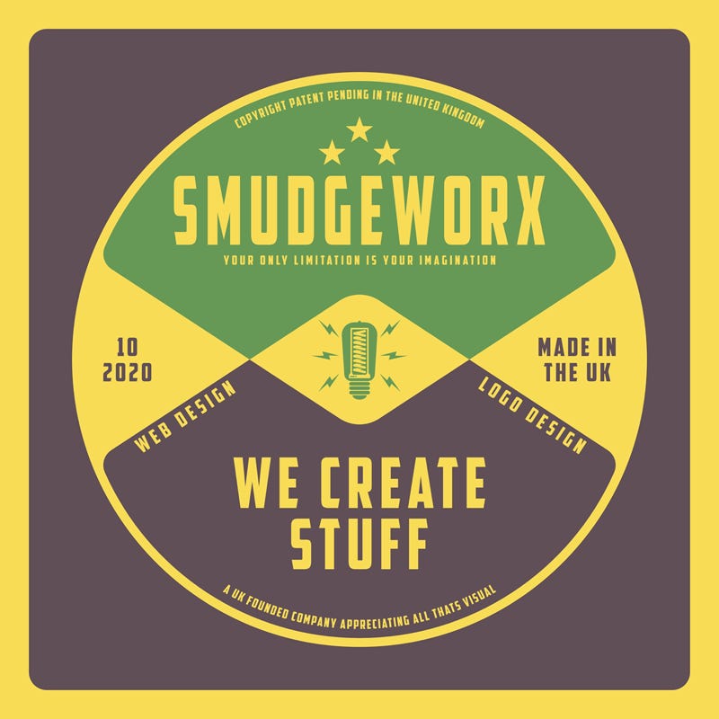 SmudgeWorx Retro Badge - Green Version Logo Design